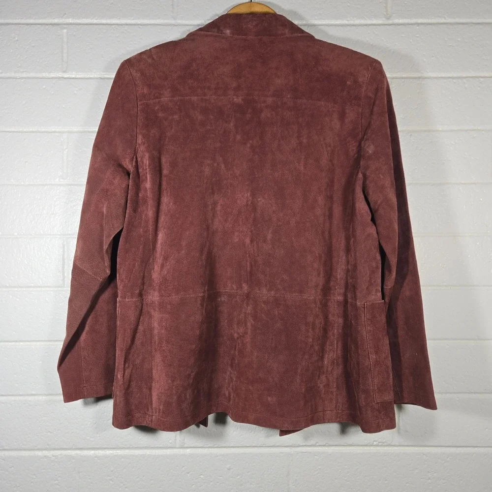 Vtg Stan Herman Studio Suede Leather Jacket Medium‎ Burgundy Blazer Boho Casual